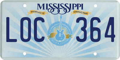 MS license plate LOC364