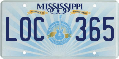 MS license plate LOC365