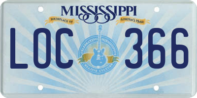 MS license plate LOC366