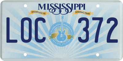 MS license plate LOC372