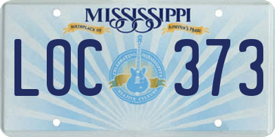 MS license plate LOC373