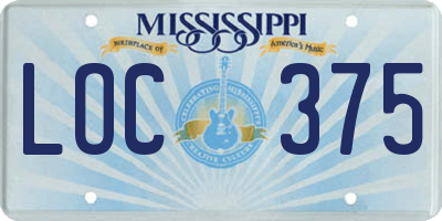 MS license plate LOC375