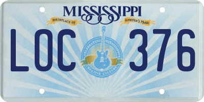 MS license plate LOC376