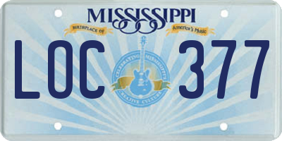 MS license plate LOC377