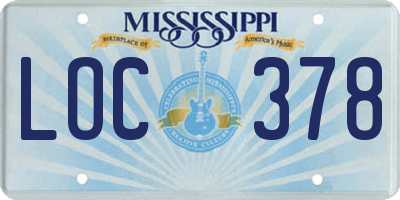 MS license plate LOC378