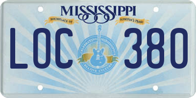 MS license plate LOC380