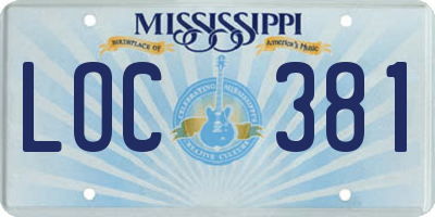 MS license plate LOC381