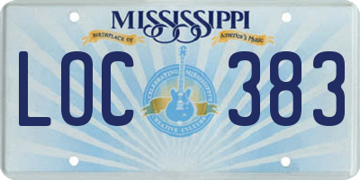 MS license plate LOC383