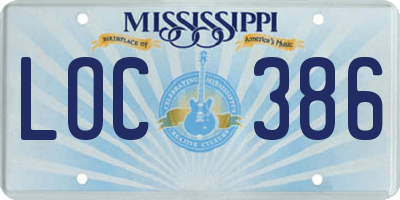 MS license plate LOC386