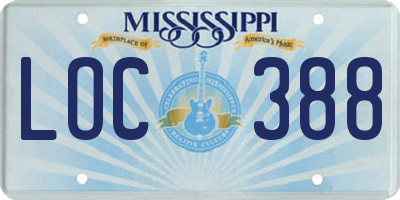 MS license plate LOC388