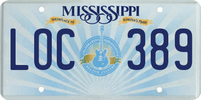 MS license plate LOC389