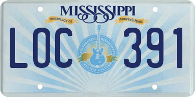 MS license plate LOC391
