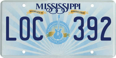 MS license plate LOC392