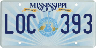 MS license plate LOC393