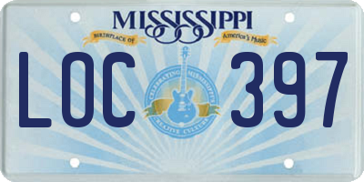 MS license plate LOC397