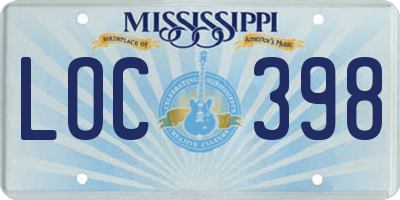 MS license plate LOC398