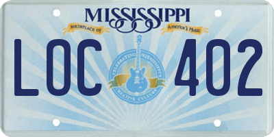 MS license plate LOC402