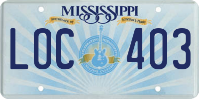 MS license plate LOC403