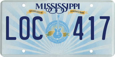 MS license plate LOC417