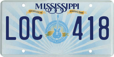 MS license plate LOC418