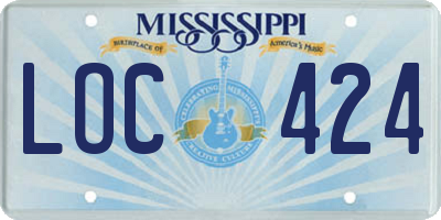MS license plate LOC424