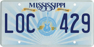 MS license plate LOC429