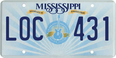 MS license plate LOC431