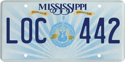 MS license plate LOC442