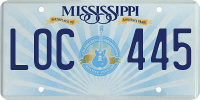 MS license plate LOC445