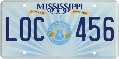 MS license plate LOC456