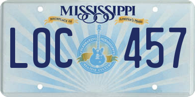 MS license plate LOC457