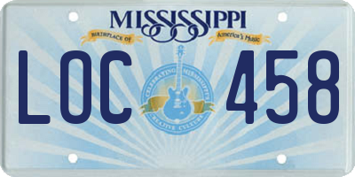 MS license plate LOC458