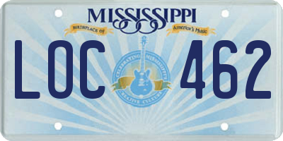 MS license plate LOC462