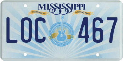 MS license plate LOC467