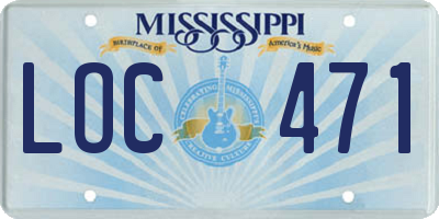 MS license plate LOC471
