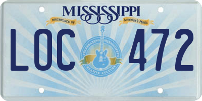 MS license plate LOC472