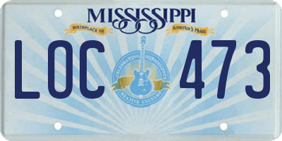 MS license plate LOC473