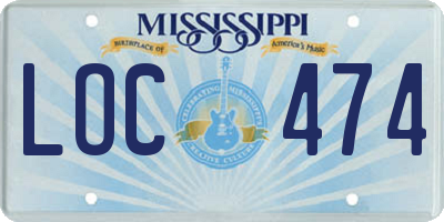 MS license plate LOC474