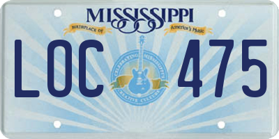 MS license plate LOC475