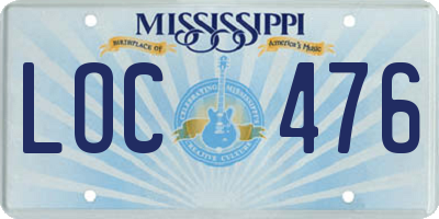 MS license plate LOC476