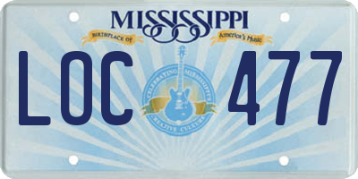 MS license plate LOC477