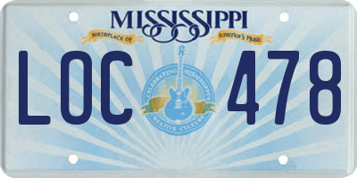 MS license plate LOC478
