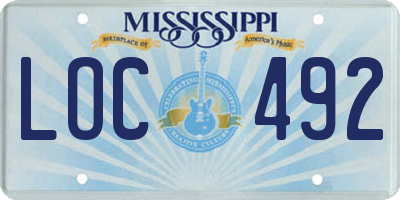 MS license plate LOC492