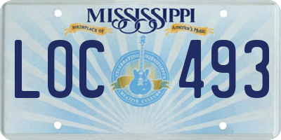 MS license plate LOC493