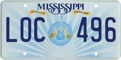 MS license plate LOC496