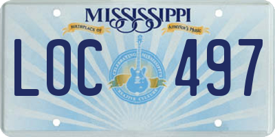 MS license plate LOC497