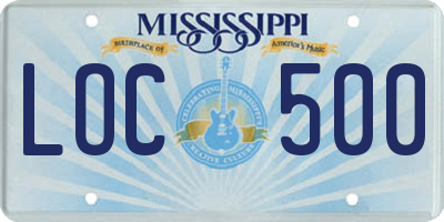 MS license plate LOC500