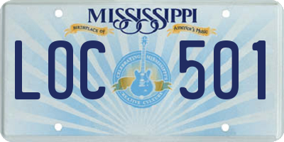 MS license plate LOC501