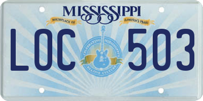 MS license plate LOC503