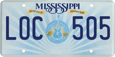 MS license plate LOC505